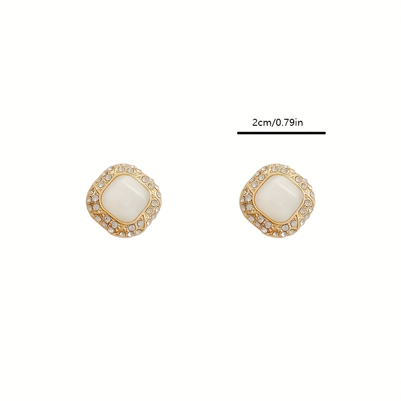 Square Rhinestone Earrings 925 Silver Post Studs